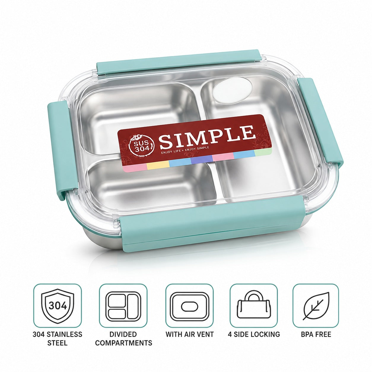 304 Stainless Steel Leak-Proof Lunch Box (1000ml)