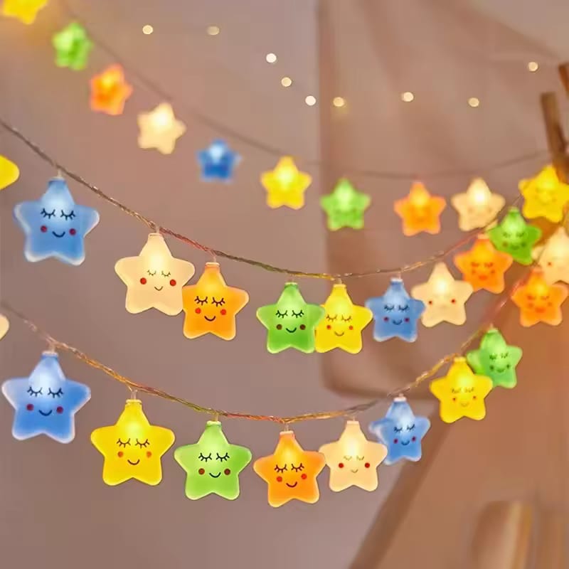 Cute Sleeping Star LED Fairy String Lights (USB Powered) – 20 LEDs | 3M