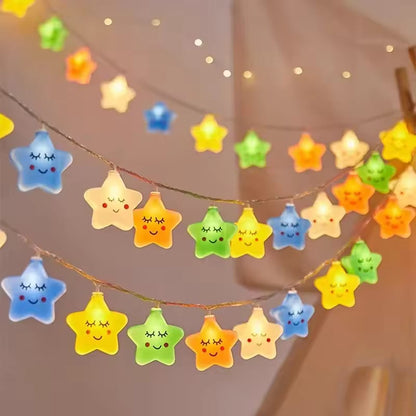 Cute Sleeping Star LED Fairy String Lights (USB Powered) – 20 LEDs | 3M