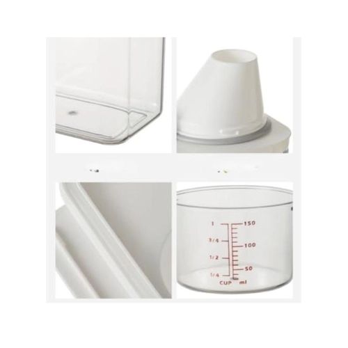 Airtight Clear Storage Dispenser Container with Measuring Cup Lid & Handle