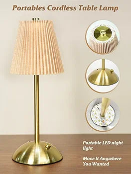 Rechargeable Pleated Cordless Table Lamp – Touch Control LED Table Lamp with 3 Color Modes