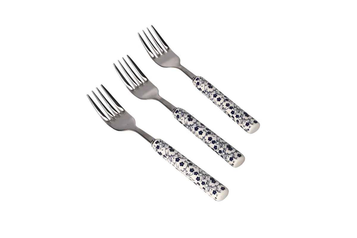 Danny Home Classical Blue Dessert Fork Set – 3 Pieces (14cm)