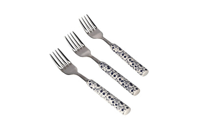 Danny Home Classical Blue Dessert Fork Set – 3 Pieces (14cm)