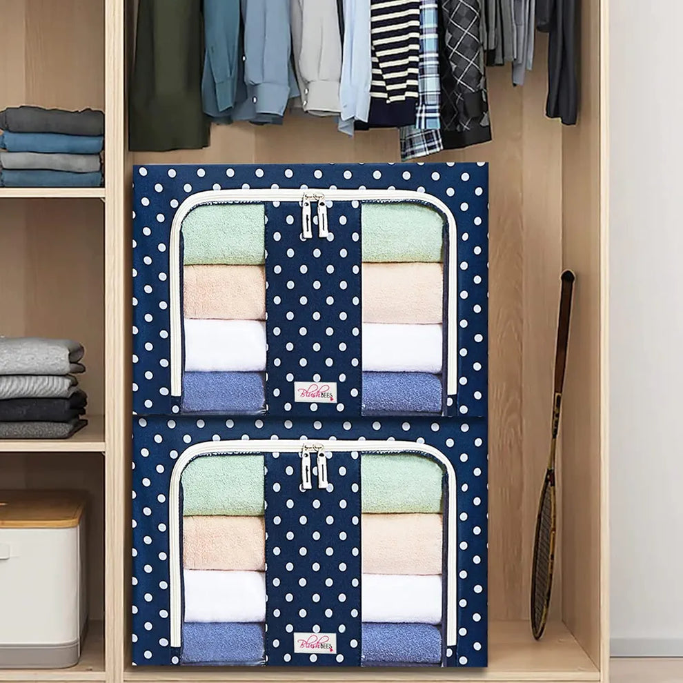 Steel Frame Foldable Storage Box – 66L Heavy Duty Wardrobe Organizer