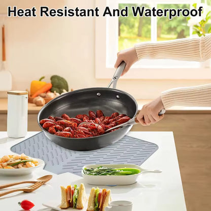 Silicone Dish Drying Mat with Self-Draining Lip