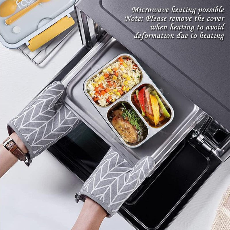 3-Grid Insulated Stainless Steel Lunch Box – 750ML - My Store