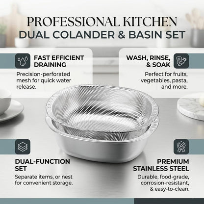 Multi-Function Stainless Steel Colander & Basin Set