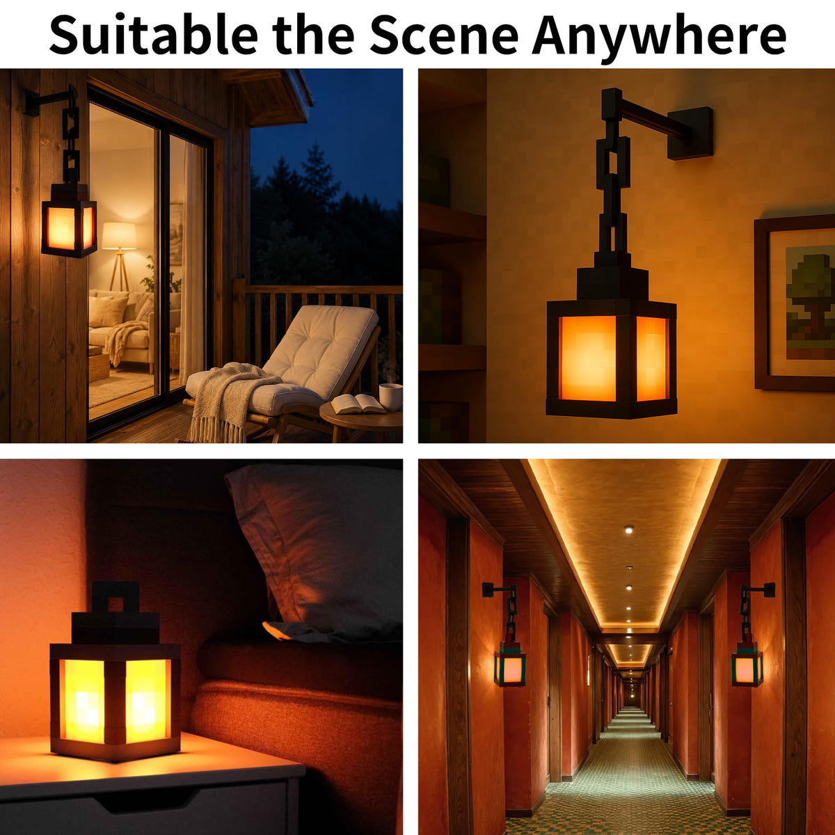 Minecraft-Style RGB Pixel Lantern Night Light