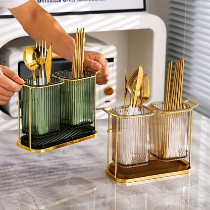 Dual-Compartment Cutlery & Organizer Stand