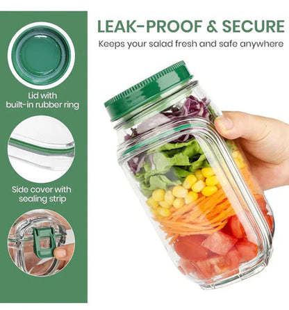2-in-1 Fresh Lock Salad Jar & Meal Prep Container with Dressing Cup