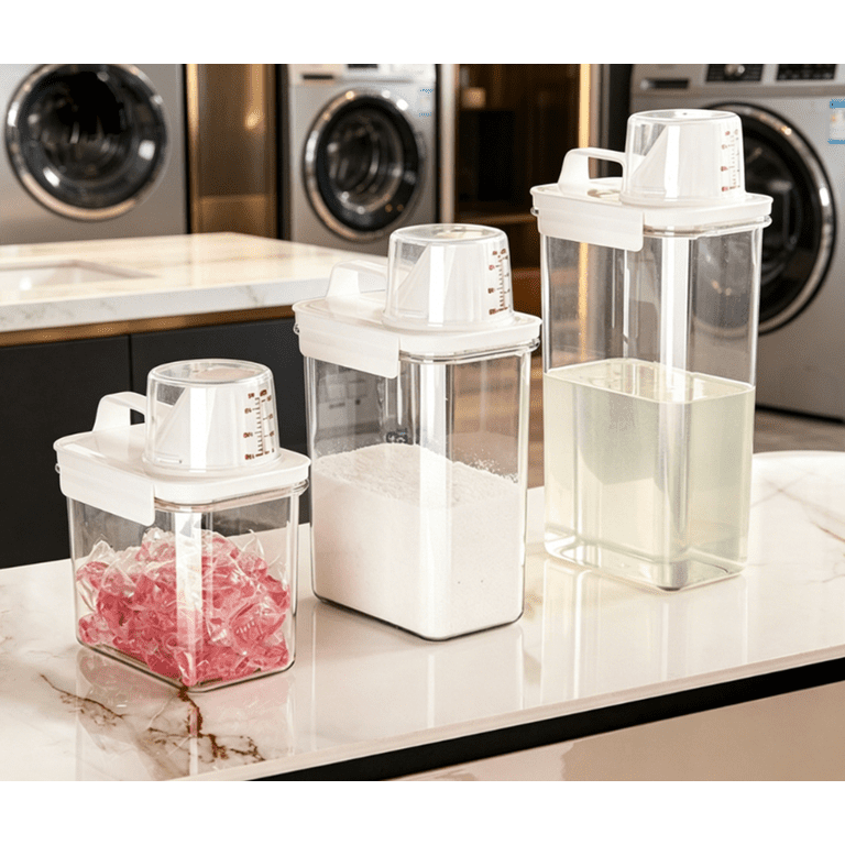 Airtight Clear Storage Dispenser Container with Measuring Cup Lid & Handle