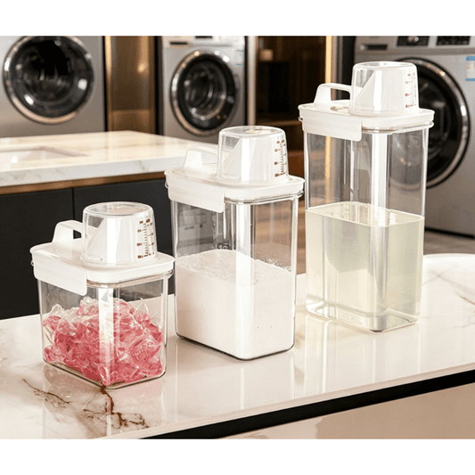 Airtight Clear Storage Dispenser Container with Measuring Cup Lid & Handle