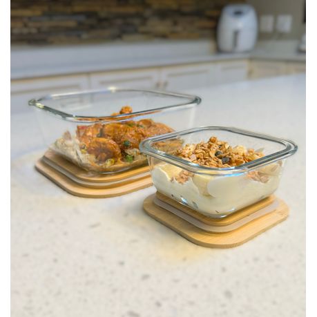 The Modern Pantry: 4-Piece Borosilicate Glass Storage Set with Bamboo Lids