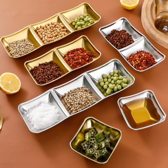 Golden Korean-Style Barbecue Sauce Dipping Dish Plate - My Store