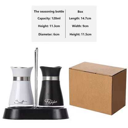 2-Piece Salt & Pepper Shaker Set with Holder Stand (120ml Each)