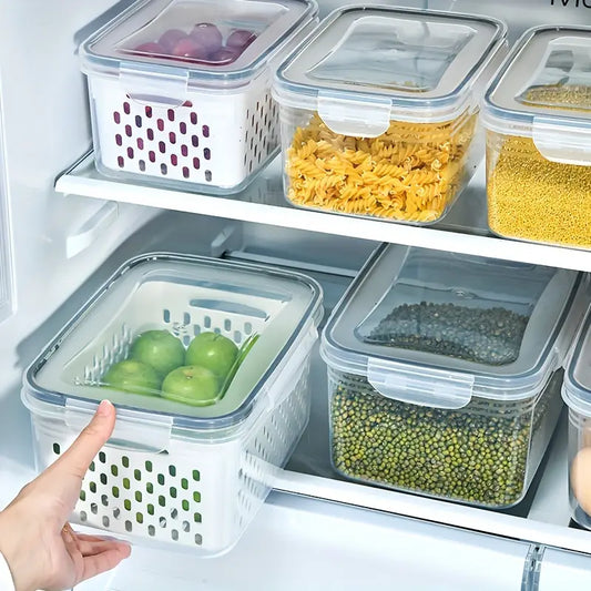 3-Piece Fresh-Keeping Fridge Organizer Set with Drain Baskets - My Store