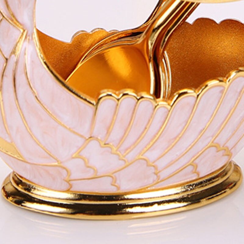 Royal Bow Knot Enamel Swan Spoon Holder Set