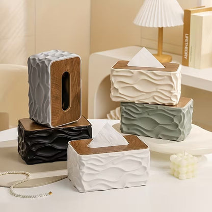 Minimalist Wave Pattern Tissue Box (Large Capacity)