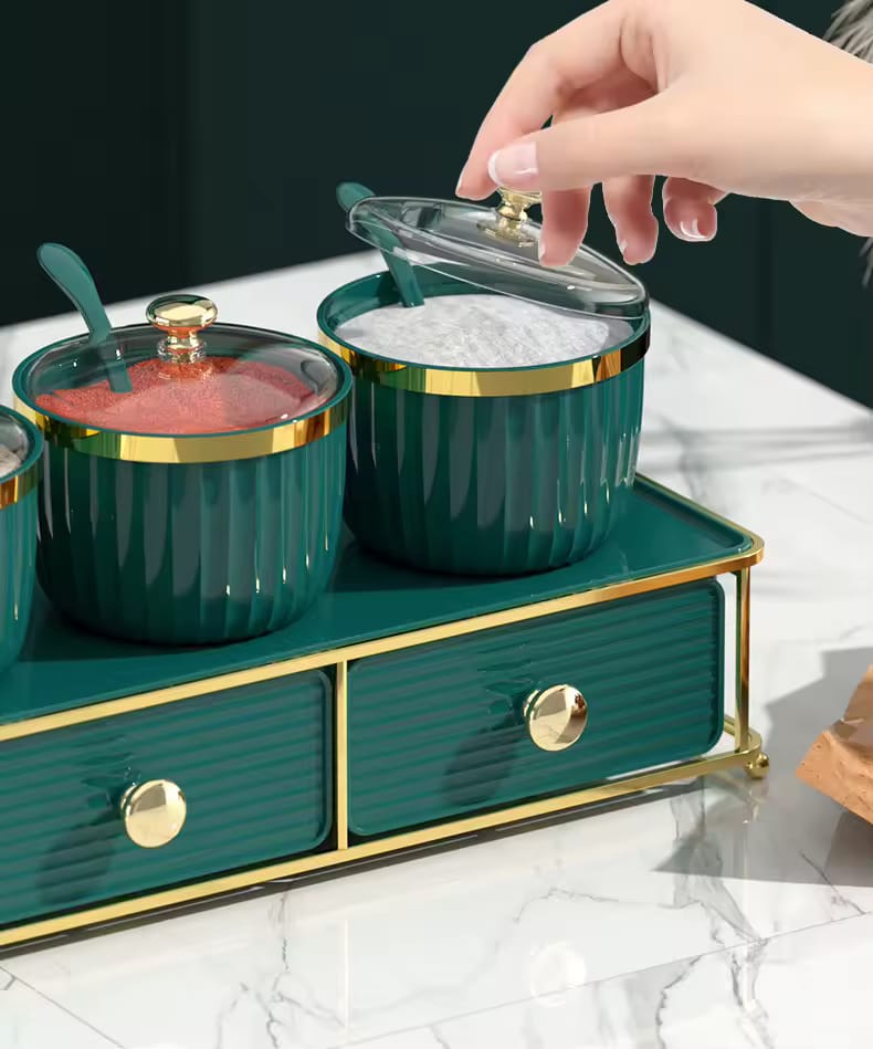 Luxury Emerald & Gold Spice Organizer Set - My Store