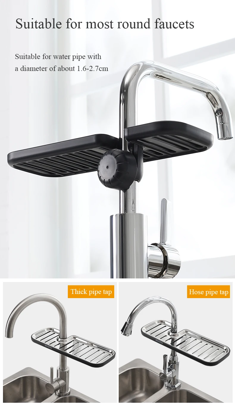 ECOCO Multi-Functional Faucet Drain Rack – Premium Stainless Steel Sink Organizer