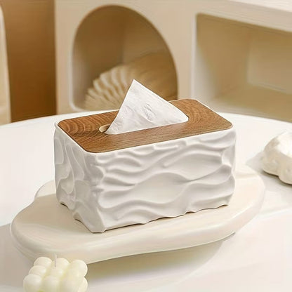 Minimalist Wave Pattern Tissue Box (Large Capacity)