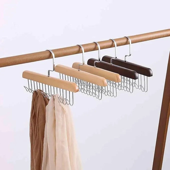 Multi-Functional 8-Hook Wooden Closet Organizer