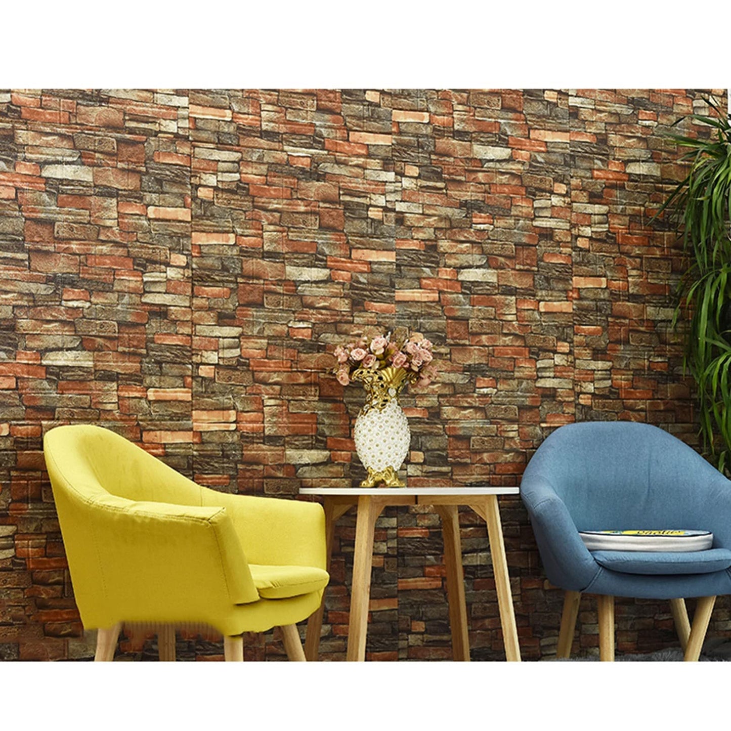 🧱 3D Rustic Brick Wall Stickers – Self-Adhesive PVC Foam Wallpape - My Store