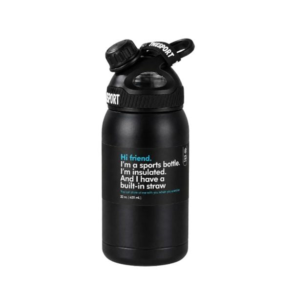 Insulated Stainless Steel Sports Water Bottle with Built-in Straw – 625ml / 700ml