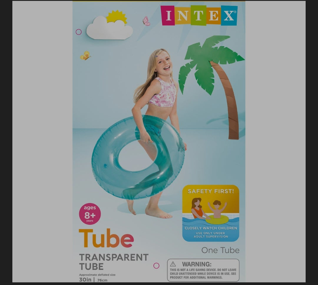 Intex Transparent Inflatable Pool Swim Tube (30-Inch) – Assorted Neon Colors