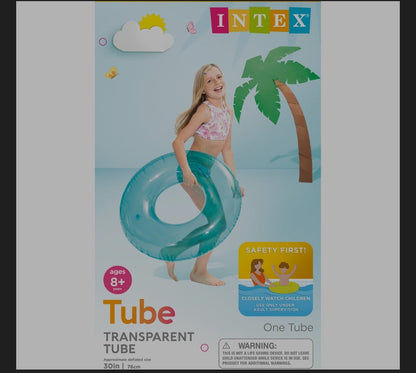 Intex Transparent Inflatable Pool Swim Tube (30-Inch) – Assorted Neon Colors