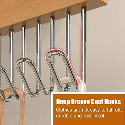 Multi-Functional 8-Hook Wooden Closet Organizer