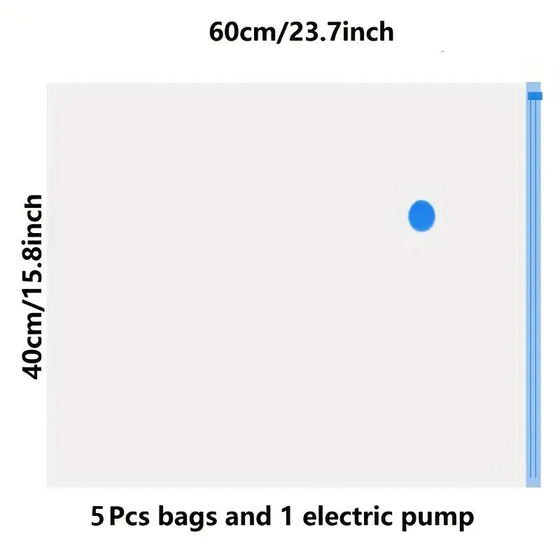 5-Pack Premium Vacuum Storage Bags with Electric Pump