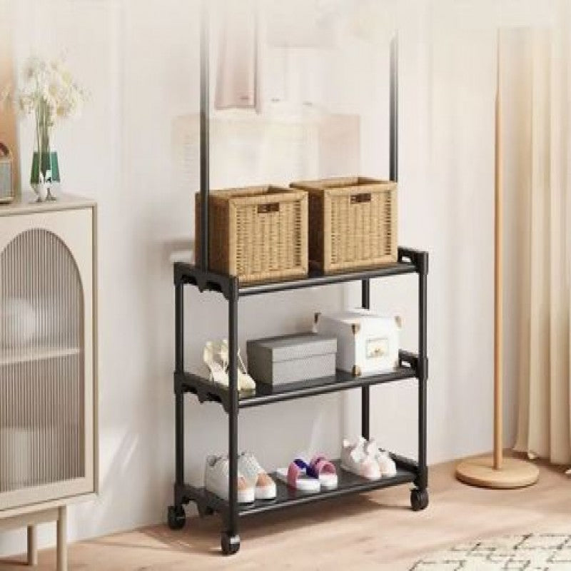 Rolling Multi-Functional Garment Rack with Shelves