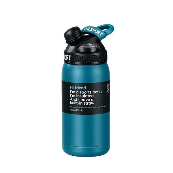 Insulated Stainless Steel Sports Water Bottle with Built-in Straw – 625ml / 700ml