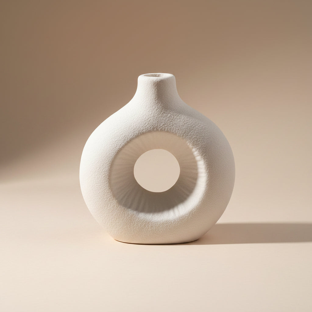Modern Textured Donut Ceramic Vase