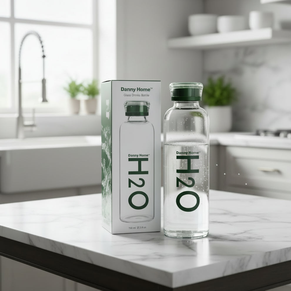 Danny Home™ H2O Premium Borosilicate Glass Water Bottle – 750ml