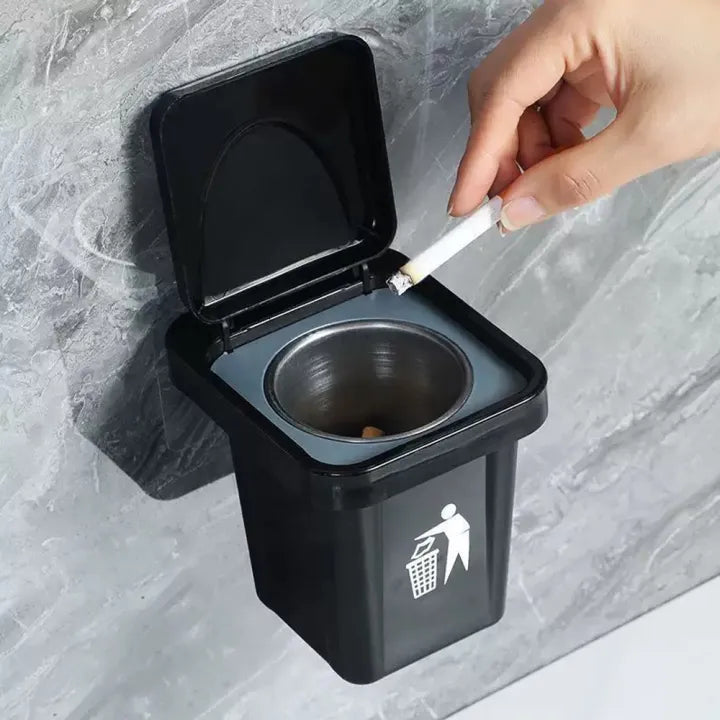 Multi-Purpose Wall-Mounted Mini Bin & Ashtray – Nail-Free Installation