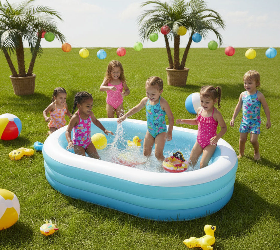 INTEX My Sea Friends Inflatable Oval Kids Pool (64" x 42" x 18") – Model 57482