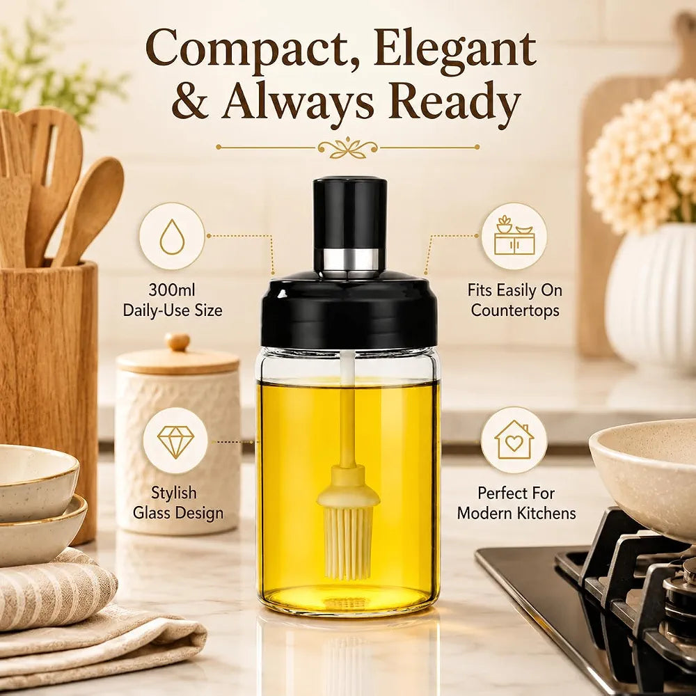 Danny Home High Borosilicate Glass Oil Bottle with Silicone Brush