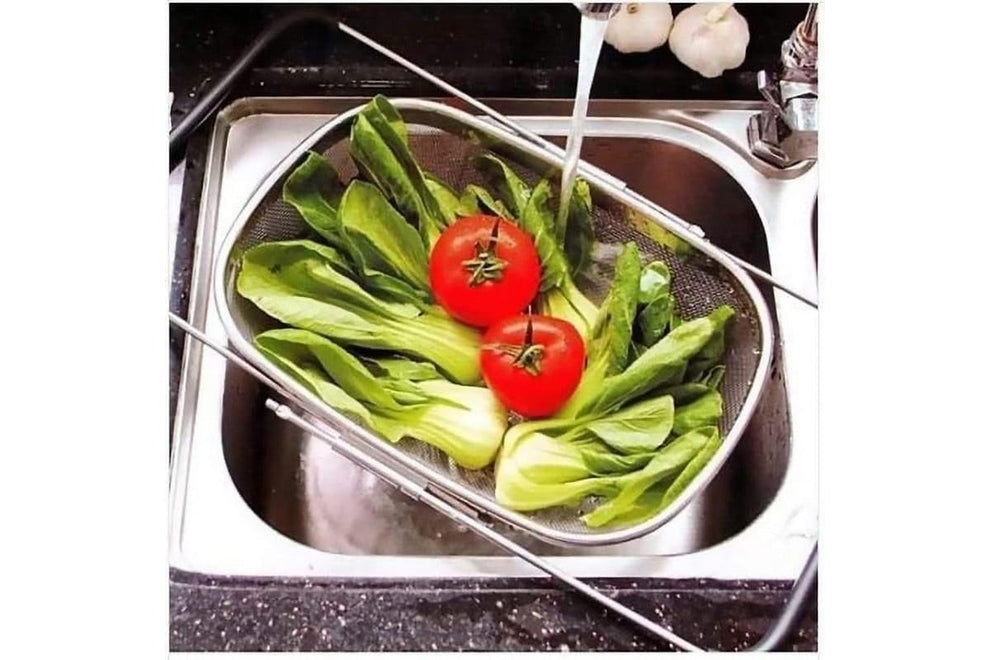 Over-the-Sink Expandable Stainless Steel Mesh Colander Basket