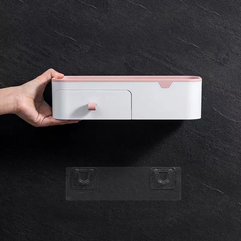 Multifunctional Wall-Mounted Organizer with Drawer | No-Drill Storage Rack