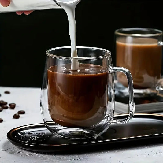 400ml Double Wall Heat-Resistant Glass Mug - My Store