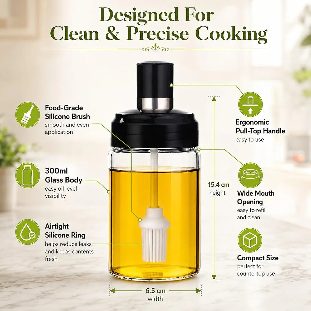 Danny Home High Borosilicate Glass Oil Bottle with Silicone Brush