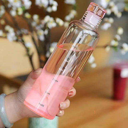 HydrateTime™ 350ml Borosilicate Glass Water Bottle with Time Marker