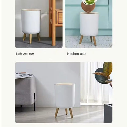 Indoor Trash Bin with Wooden Feet – 7L - My Store