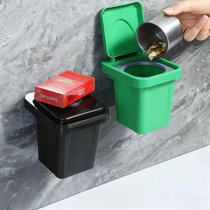Multi-Purpose Wall-Mounted Mini Bin & Ashtray – Nail-Free Installation