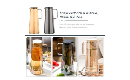Modern 1800ml Glass Water Pitcher with Stainless Steel Filter - My Store