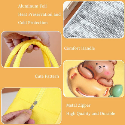 Large Capacity Insulated Lunch Bag – Cute 3D Designs for Kids & Adults