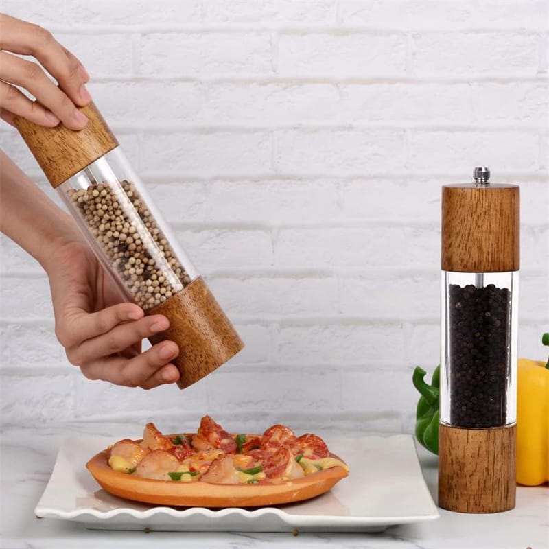 Wooden Spice Grinder – Natural Wood & Glass Manual Spice Mill