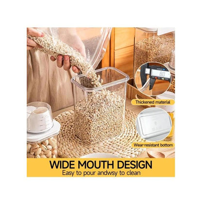 Airtight Clear Storage Dispenser Container with Measuring Cup Lid & Handle
